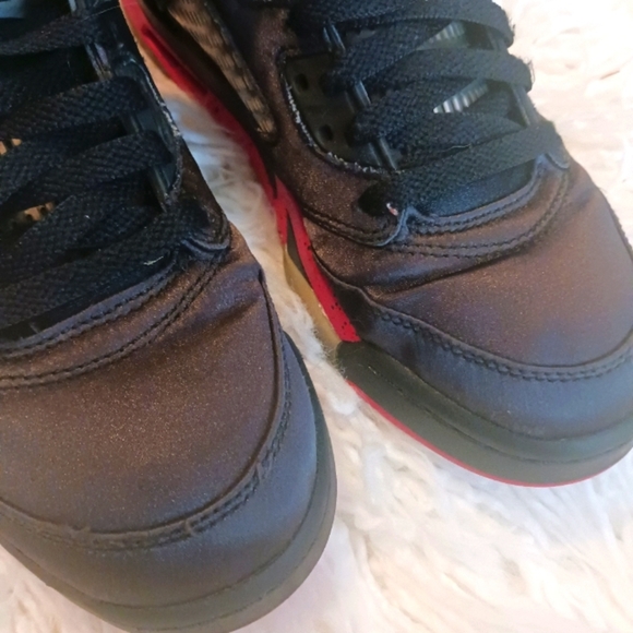 Jordan 5 Retro Satin Bred Black Red Basketball Sneakers Shoes - Picture 5 of 12